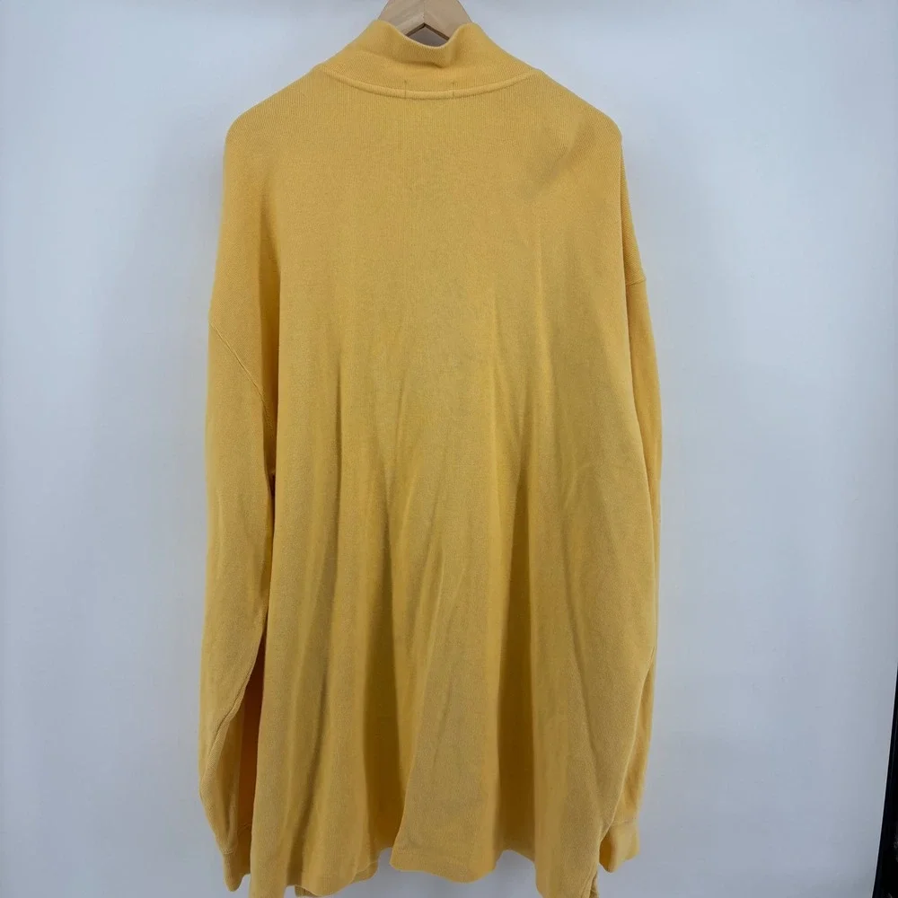 Polo Ralph‎ Lauren Quarter Zip Men 3XLT Yellow Ribbed Cotton Pullover Preppy
